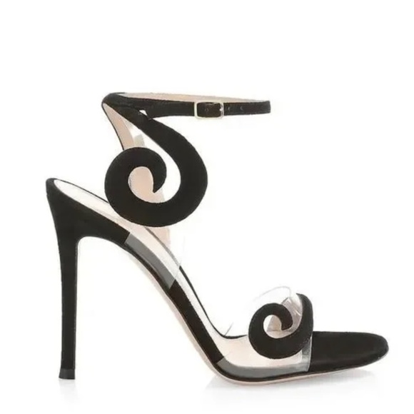 Gianvito Rossi Camoscio Black Suede High Heel Sandals - Picture 2 of 7